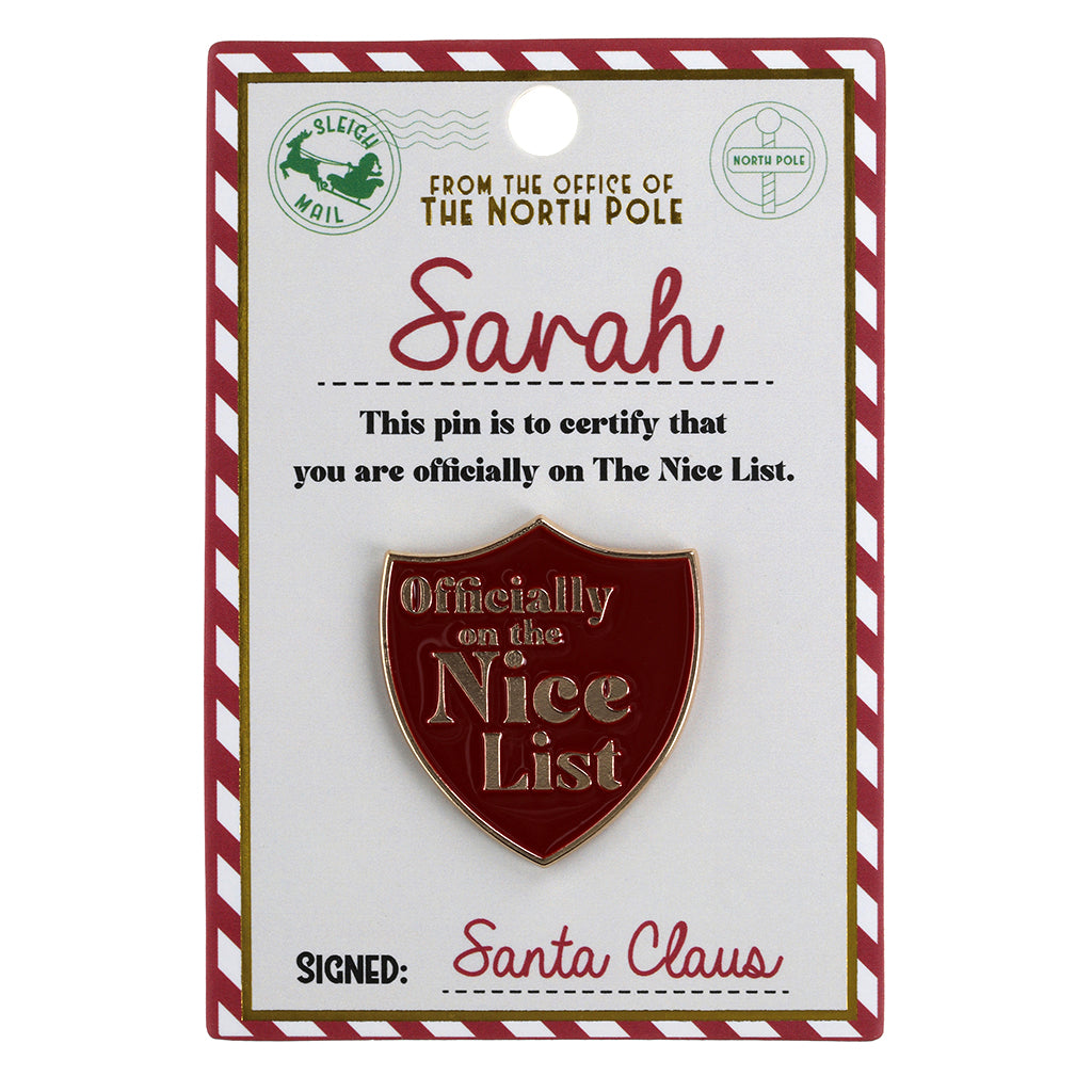 Nice List Pin Badge-Sarah