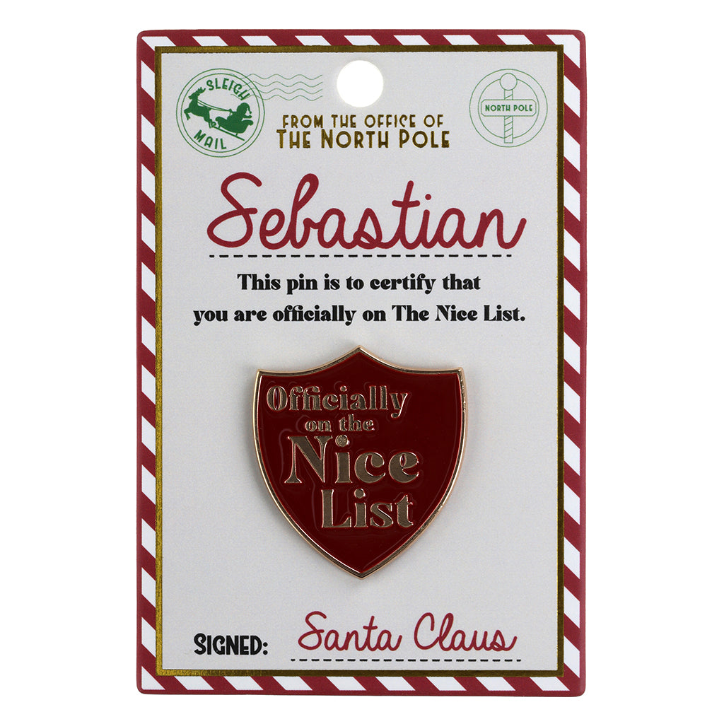Nice List Pin Badge-Sebastian