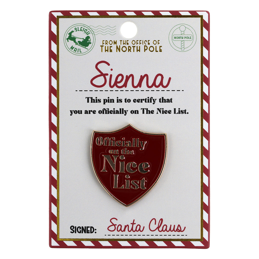 Nice List Pin Badge-Sienna