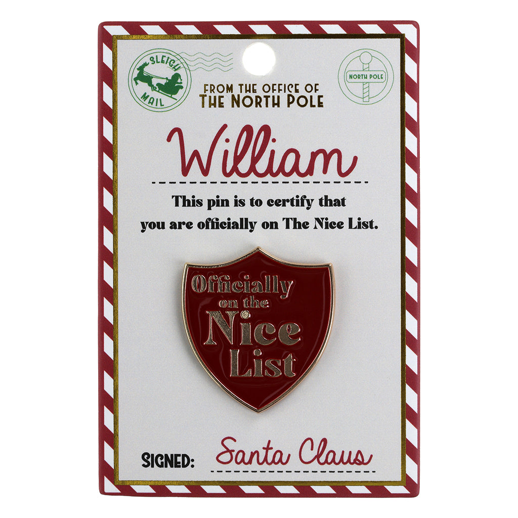 Nice List Pin Badge-William