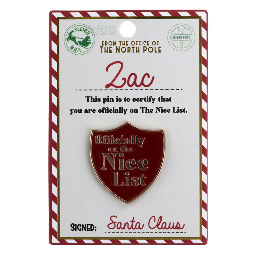 Nice List Pin Badge-Zac