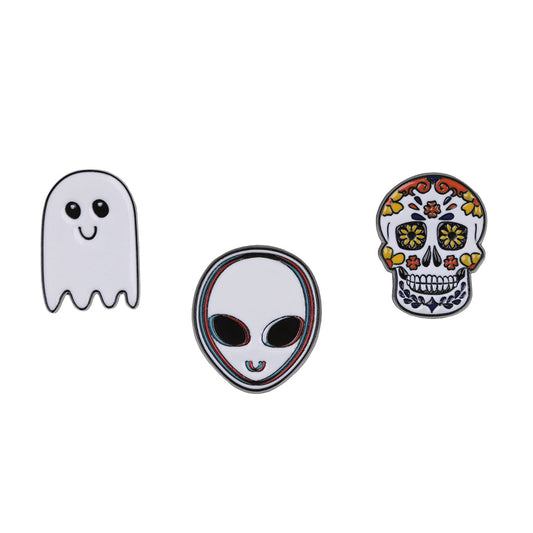 PIN074 - Pin Badges - Skulls, Ghosts and Aliens