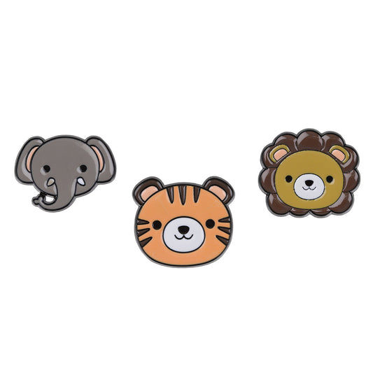 PIN129 - Pin Badges - Lion Elephant