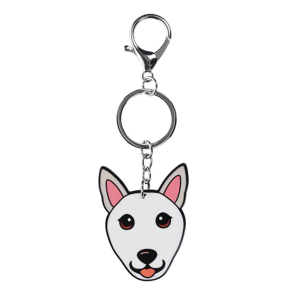 PK049 - Pet Keyring - Bull Terrier White
