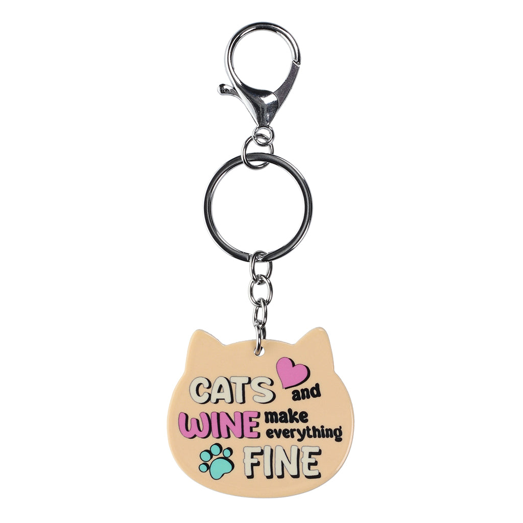 PK107 - Pet Keyring - Cats and Wine
