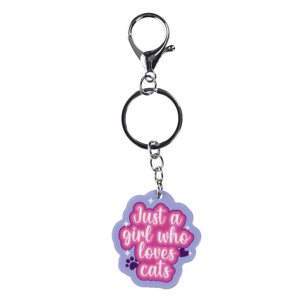 PK110 - Pet Keyring - Girl Who Loves Cats
