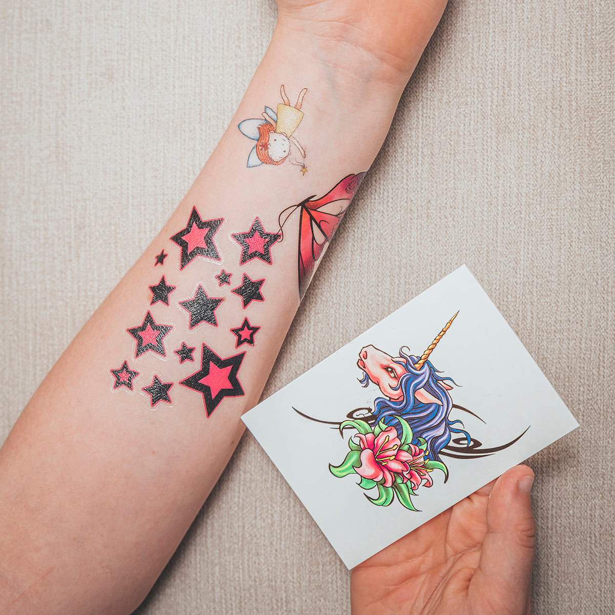 TATA1 - Temporary Tattoos-Unicorn Flower