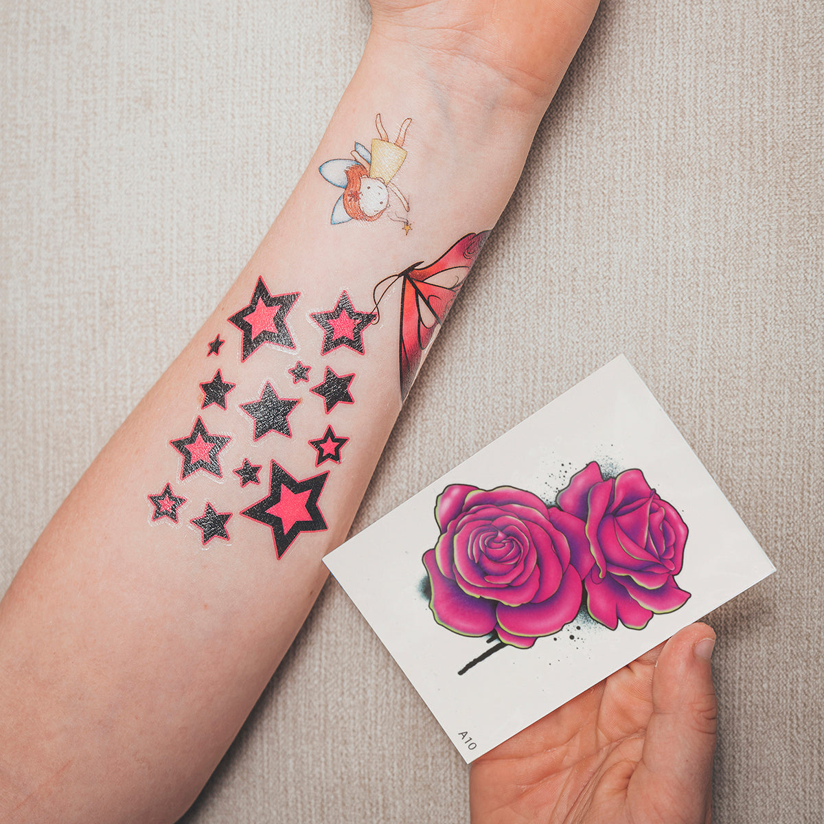 TATA10 - Temporary Tattoos-Pink Roses