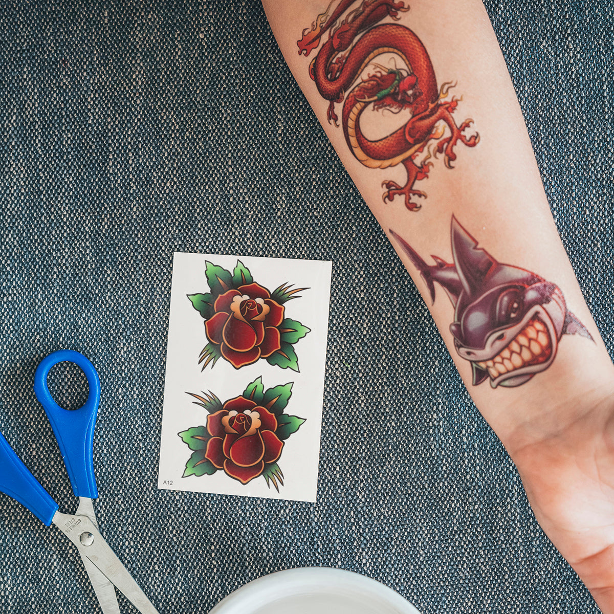 TATA12 - Temporary Tattoos-Red Roses