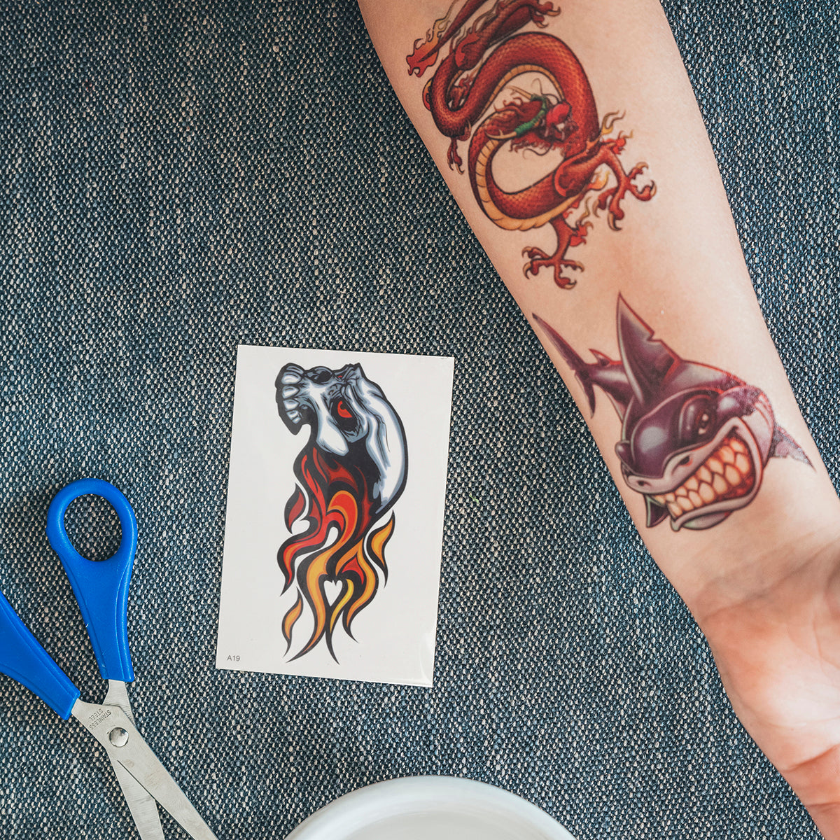 TATA19 - Temporary Tattoos-Flame Skull