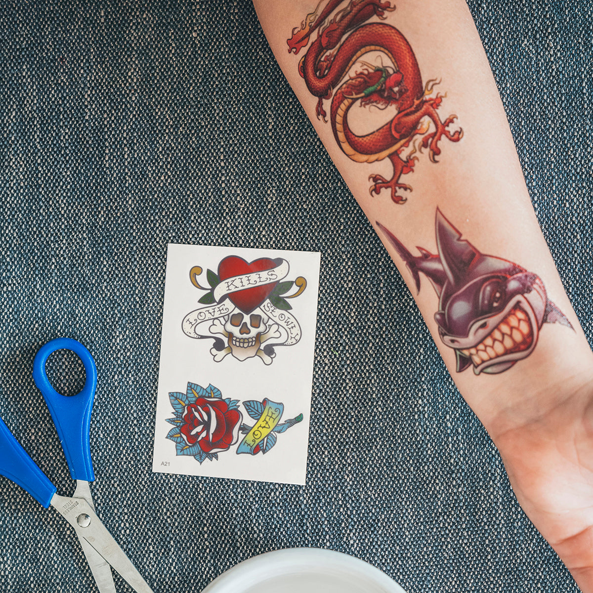 TATA21 - Temporary Tattoos-Skull And Roses