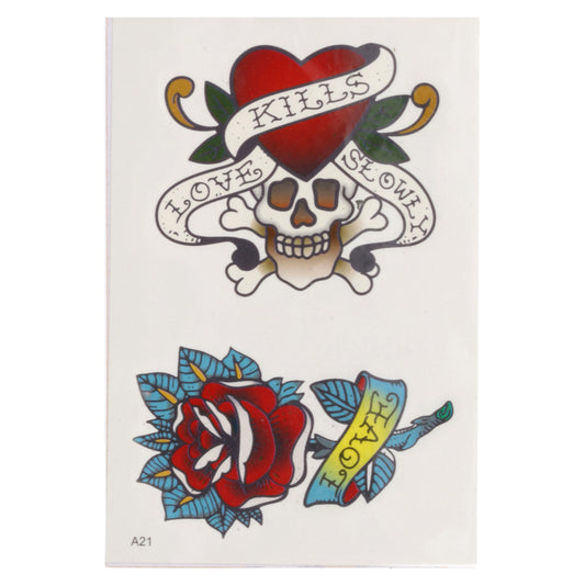 Temporary Tattoos-Skull And Roses