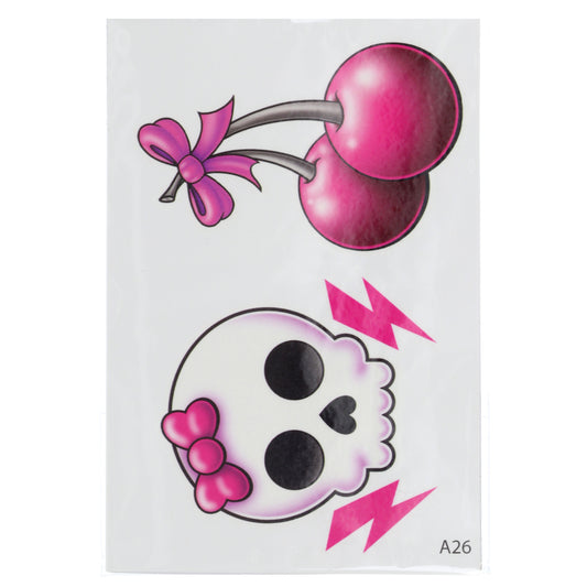 TATA26 - Temporary Tattoos-Cherry And Skull