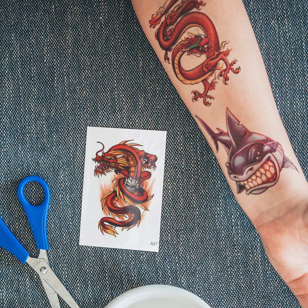 TATA57 - Temporary Tattoos-Skull Dragon