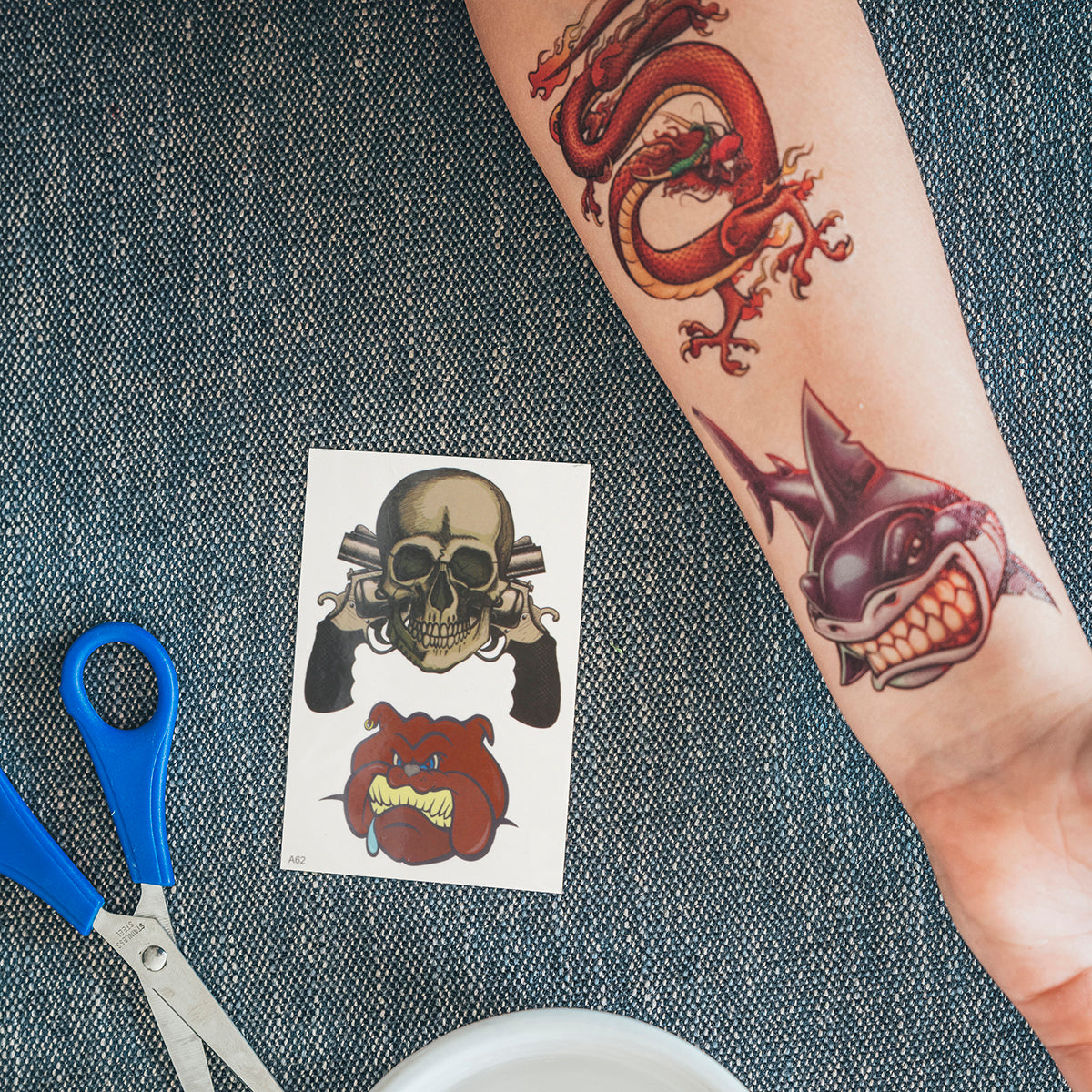 TATA62 - Temporary Tattoos-Skull And Bulldog