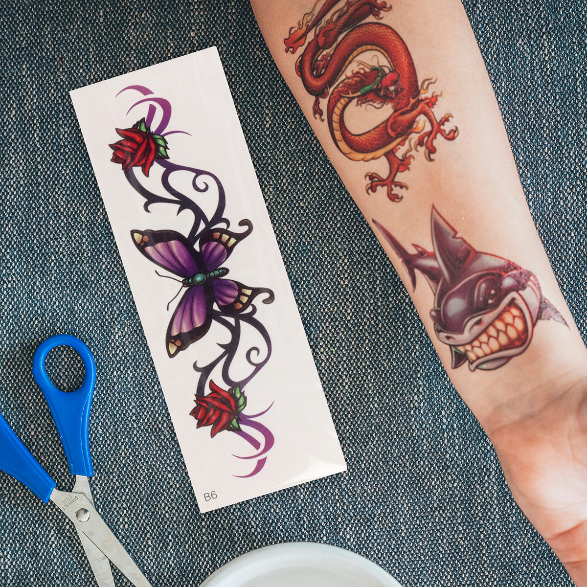 Temporary Tattoos-Butterfly And Roses