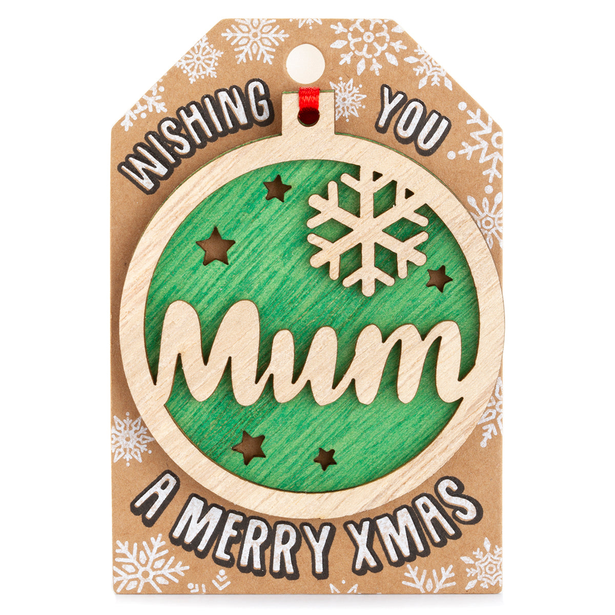 Personalised Wooden Tree Decoration-Mum