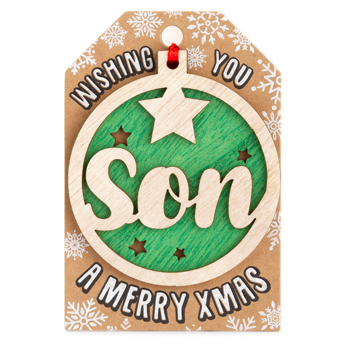 Personalised Wooden Tree Decoration-Son