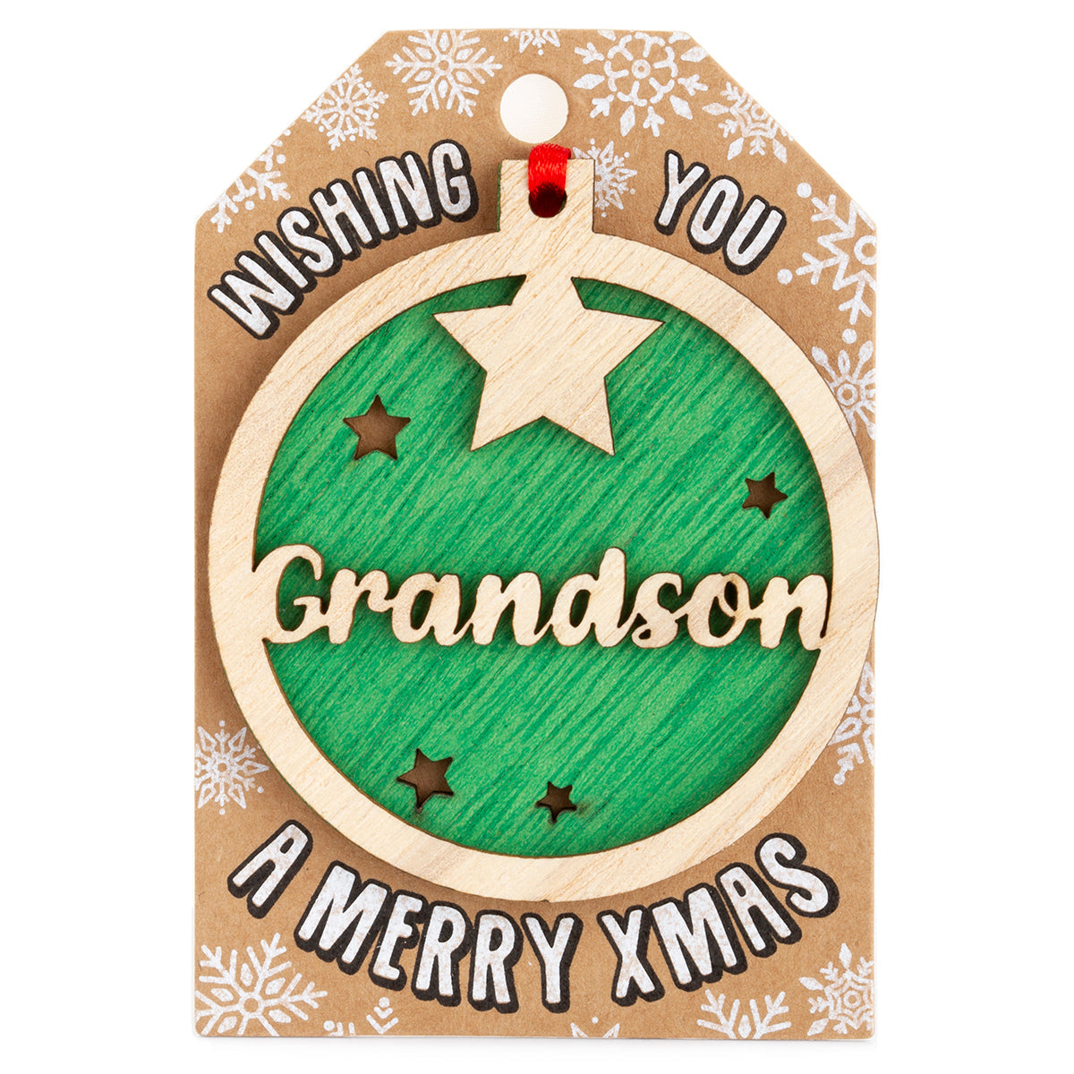 Personalised Wooden Tree Decoration-Grandson