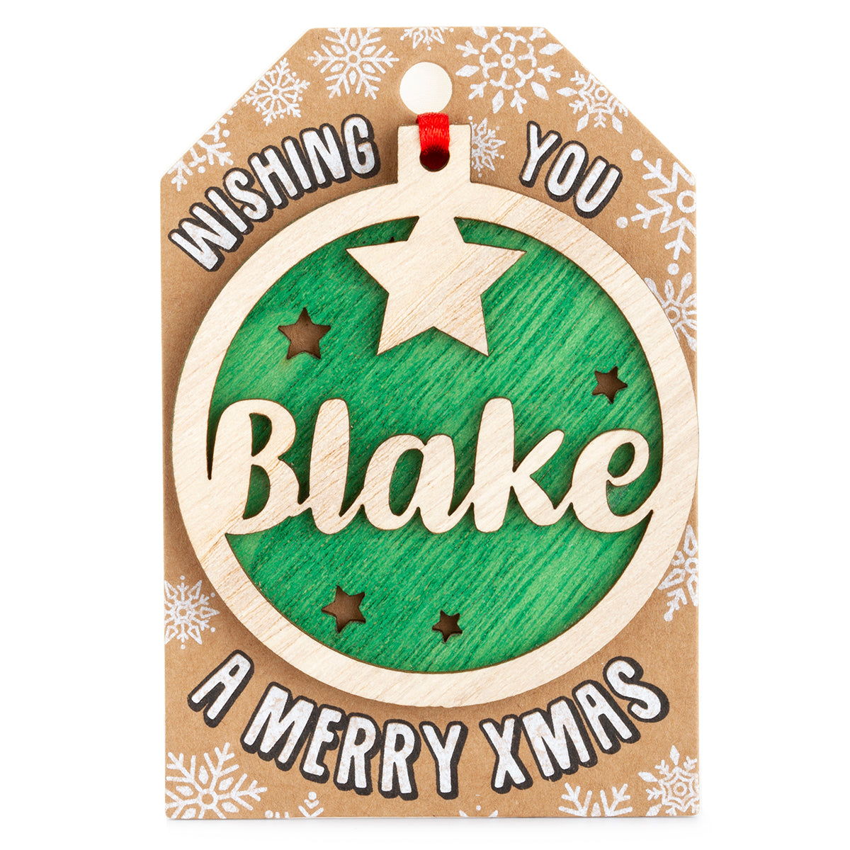 Personalised Wooden Tree Decoration-Blake