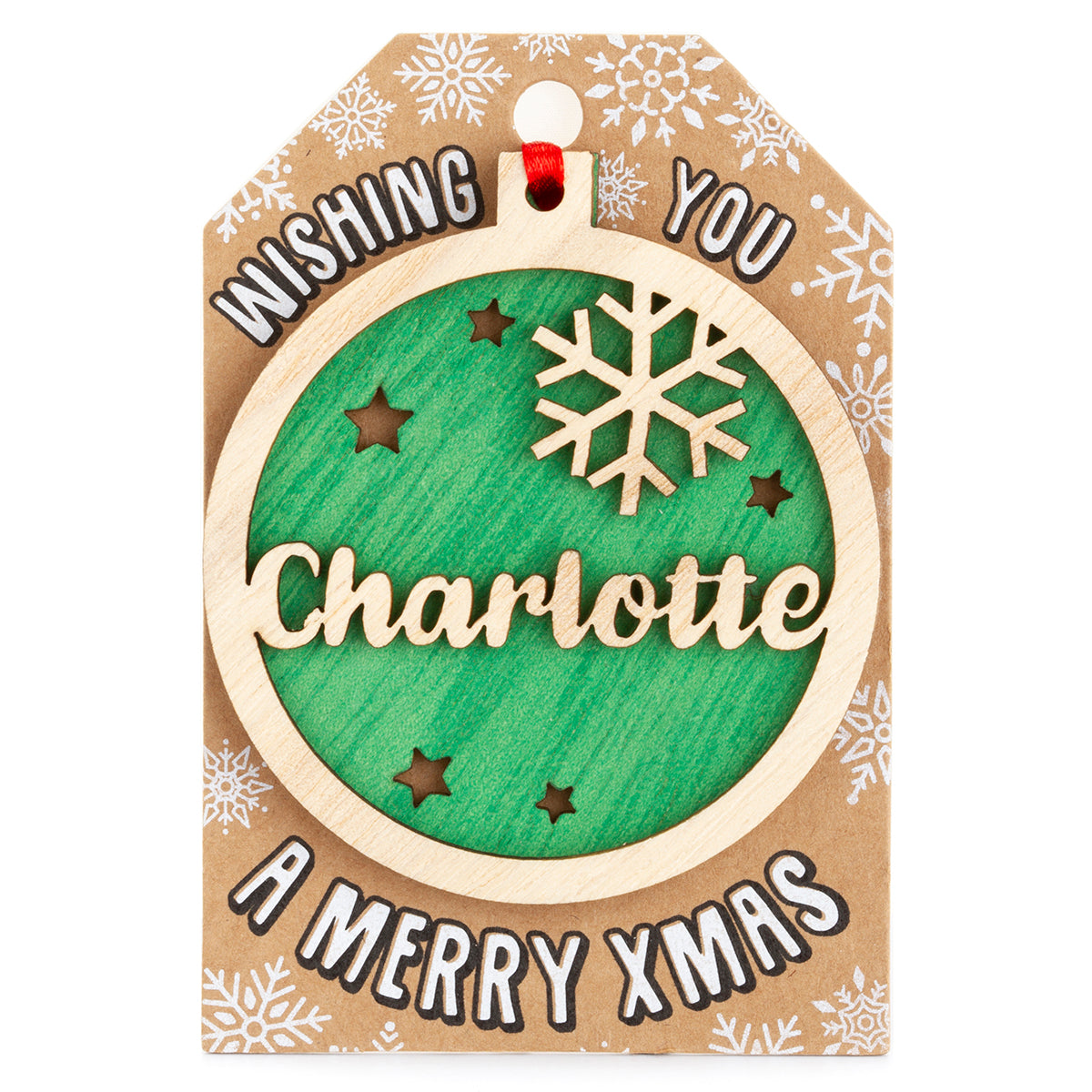 Personalised Wooden Tree Decoration-Charlotte