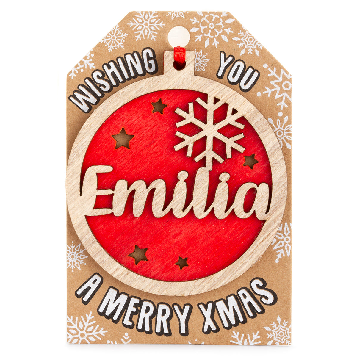 Personalised Wooden Tree Decoration-Emilia