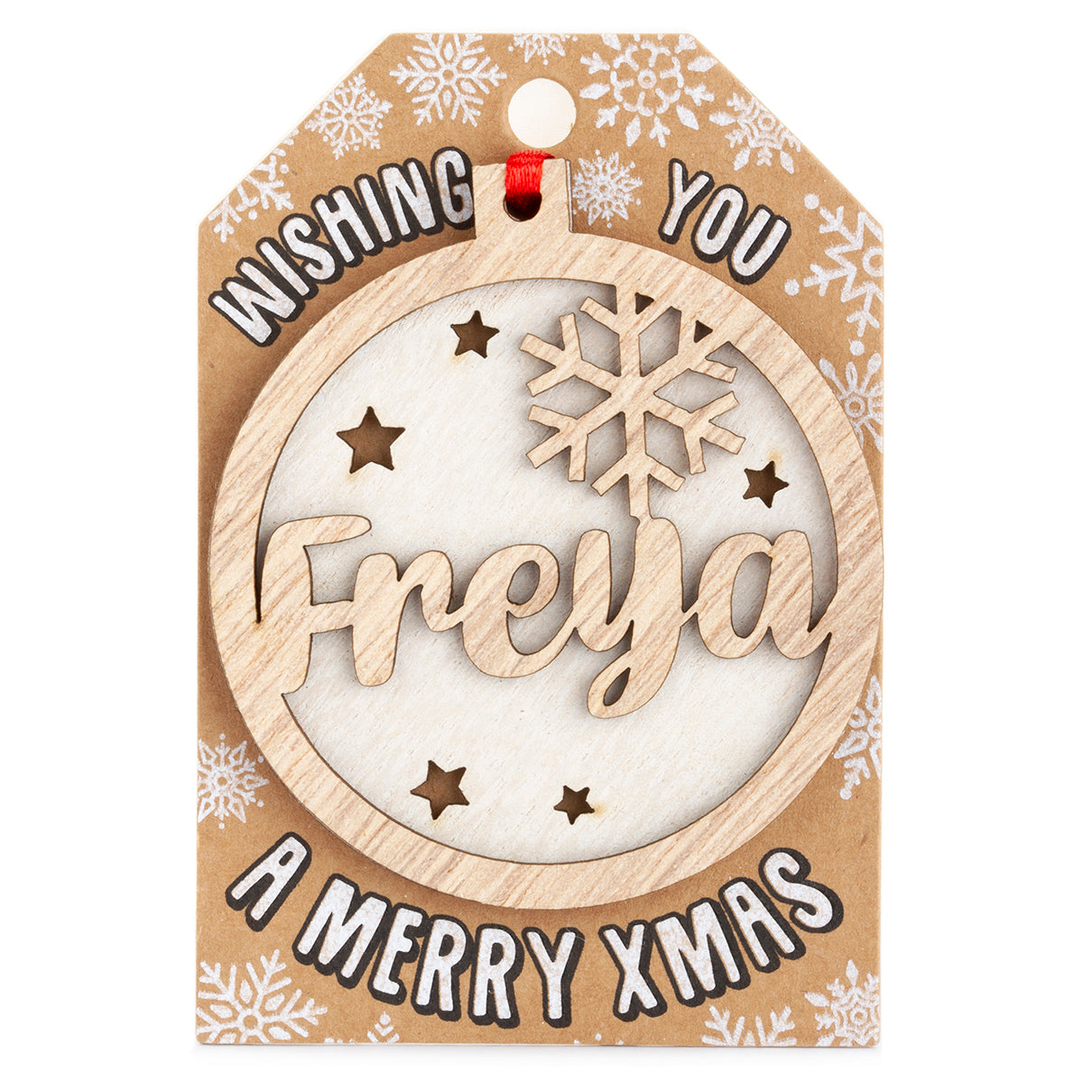 Personalised Wooden Tree Decoration-Freya