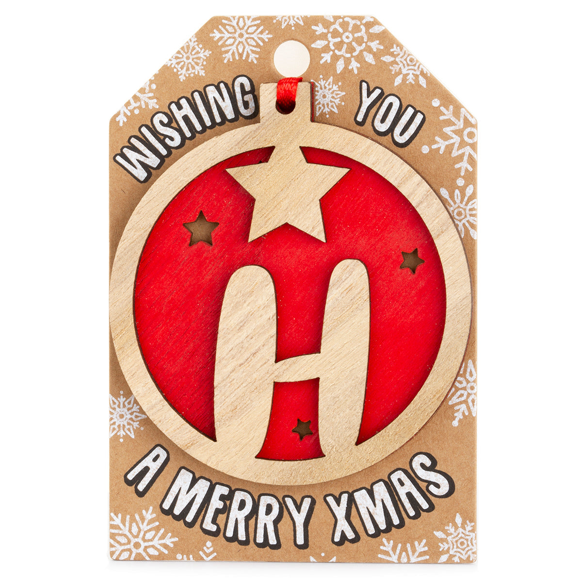 Personalised Wooden Tree Decoration-H