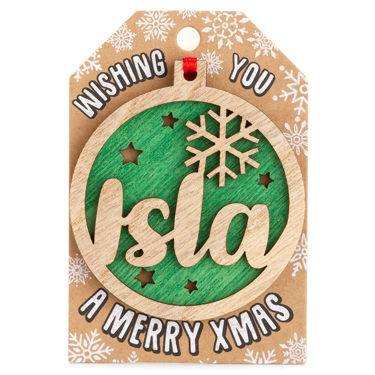 Personalised Wooden Tree Decoration-Isla