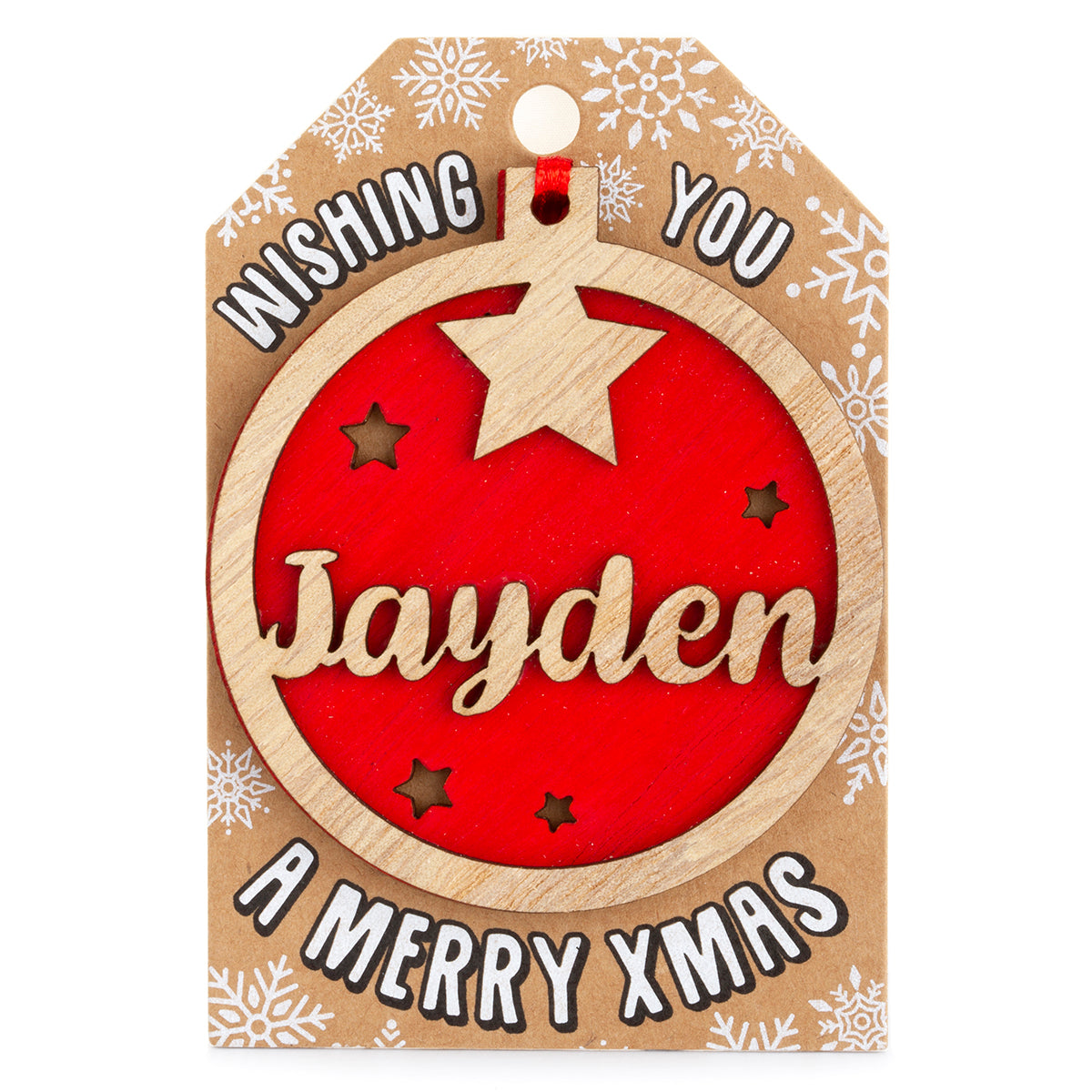 Personalised Wooden Tree Decoration-Jayden