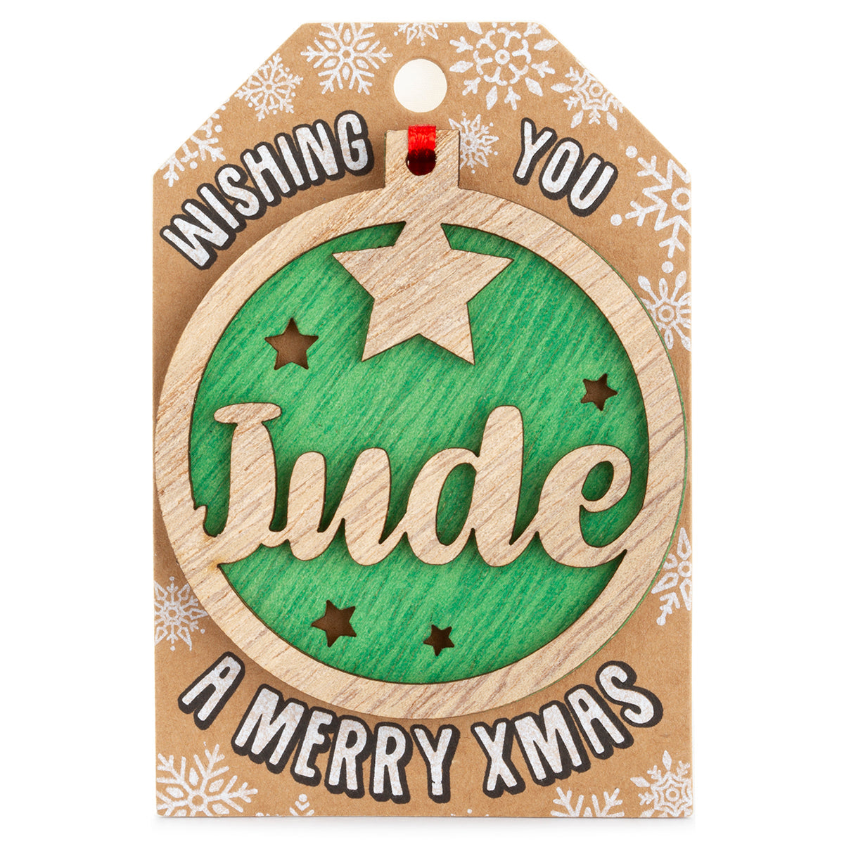 Personalised Wooden Tree Decoration-Jude