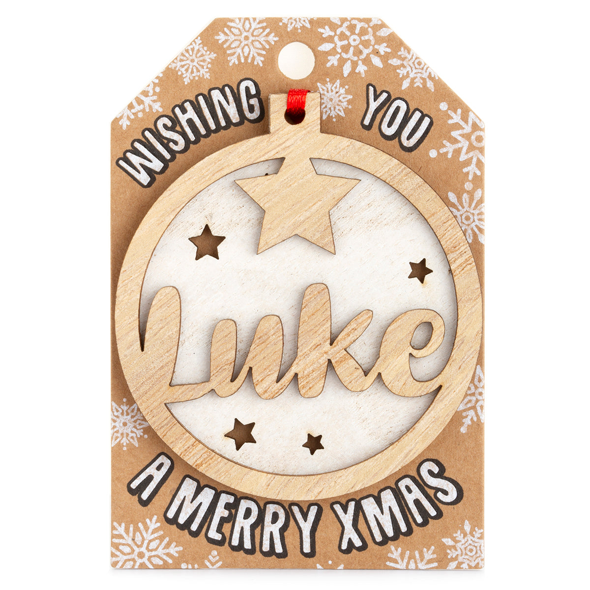Personalised Wooden Tree Decoration-Luke