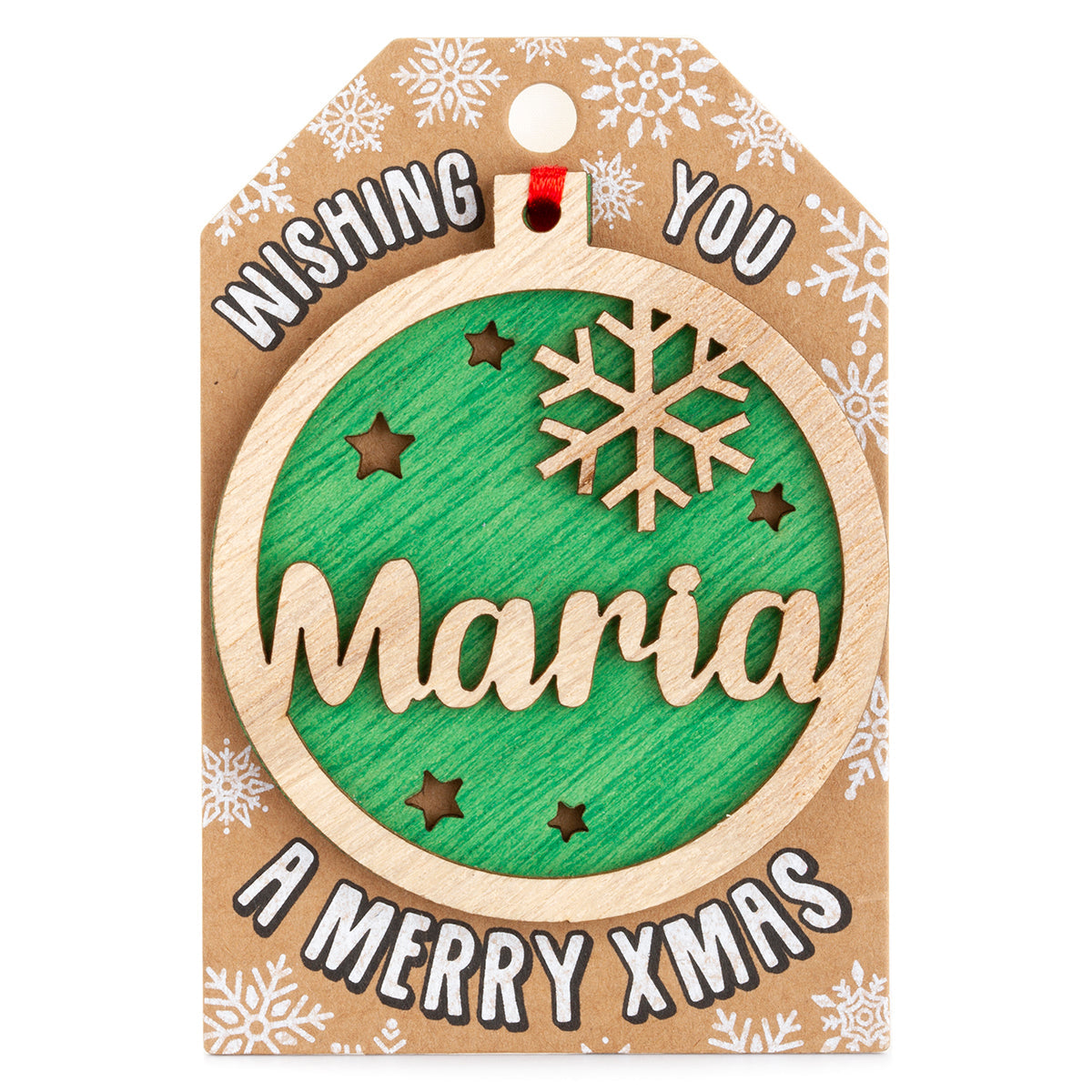 Personalised Wooden Tree Decoration-Maria