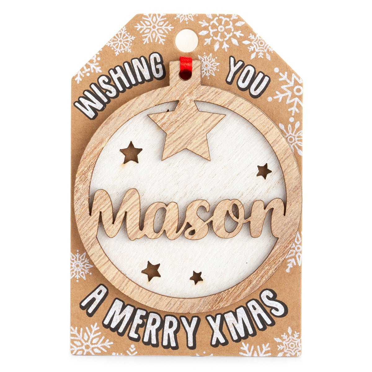 Personalised Wooden Tree Decoration-Mason