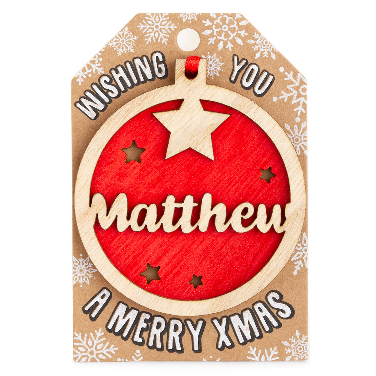 Personalised Wooden Tree Decoration-Matthew