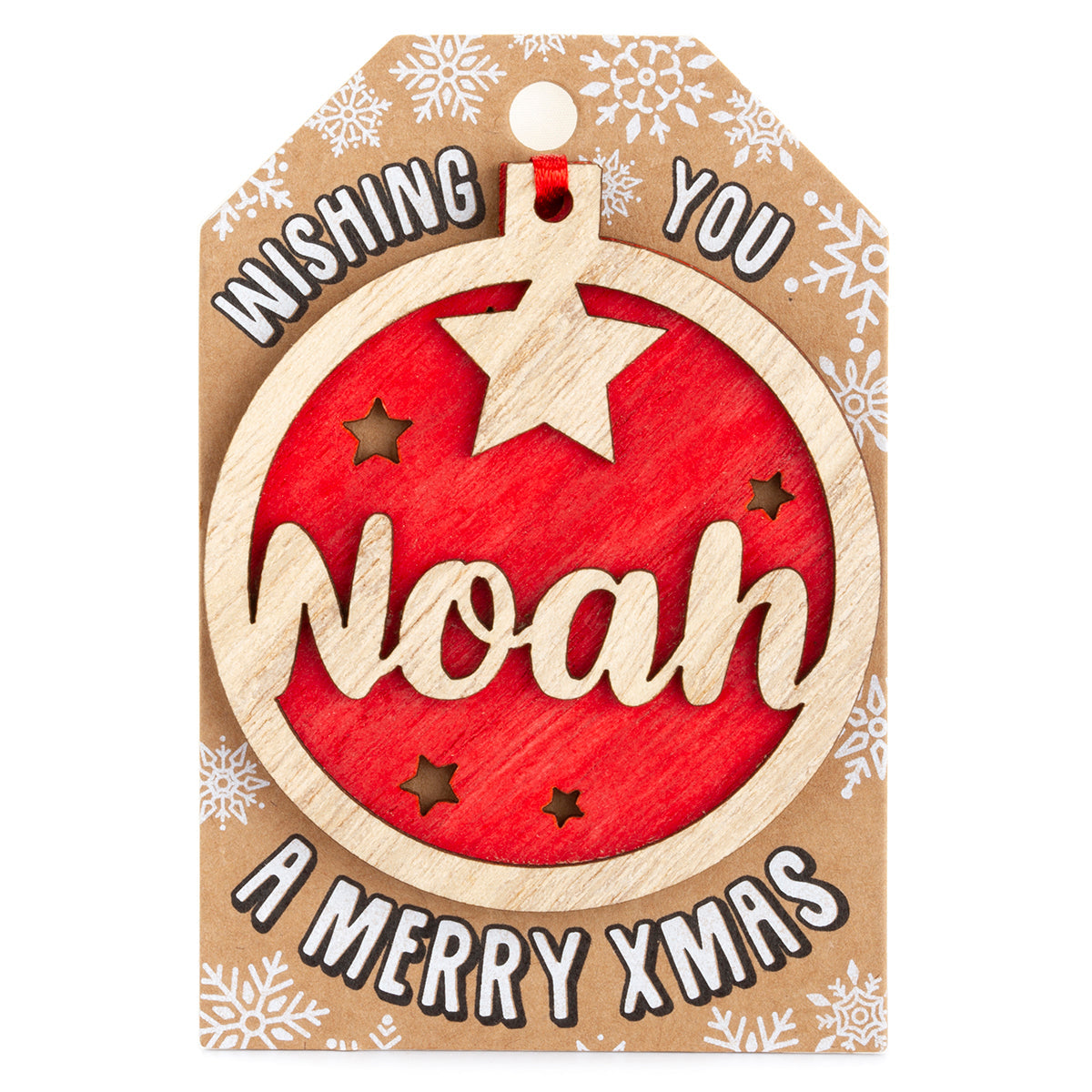 Personalised Wooden Tree Decoration-Noah