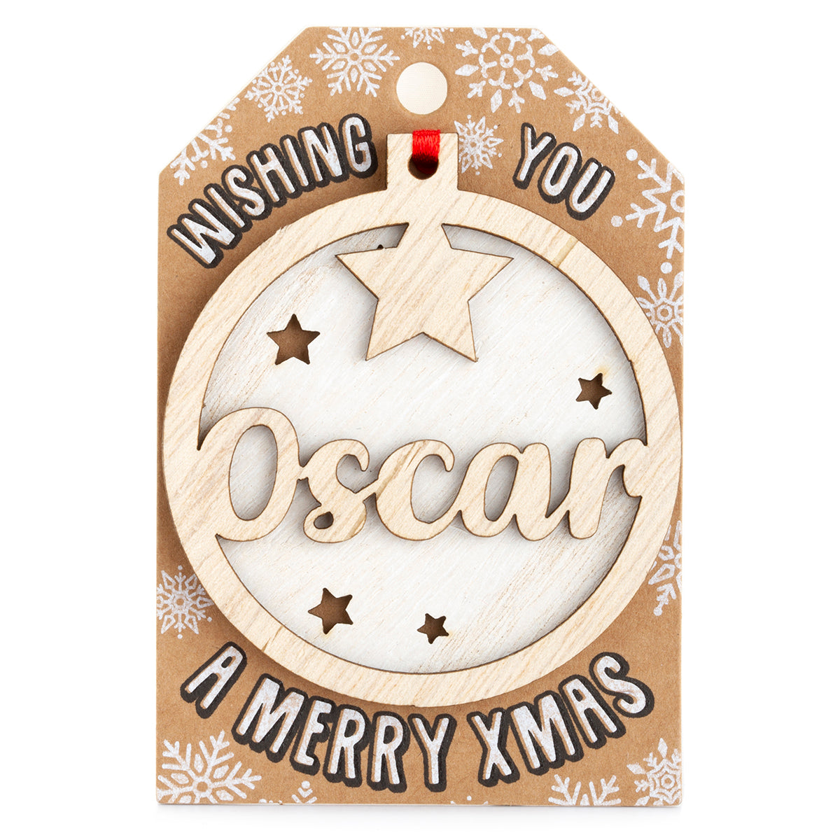 Personalised Wooden Tree Decoration-Oscar