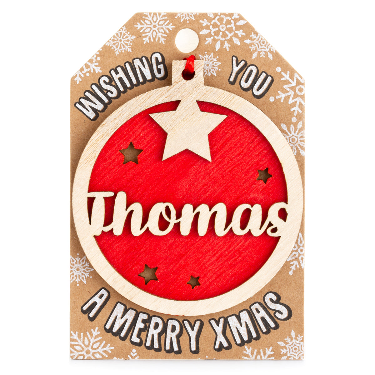 Personalised Wooden Tree Decoration-Thomas