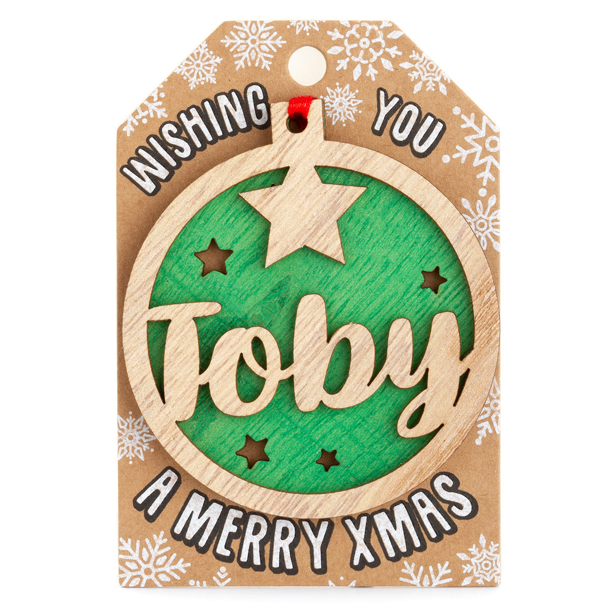 Personalised Wooden Tree Decoration-Toby