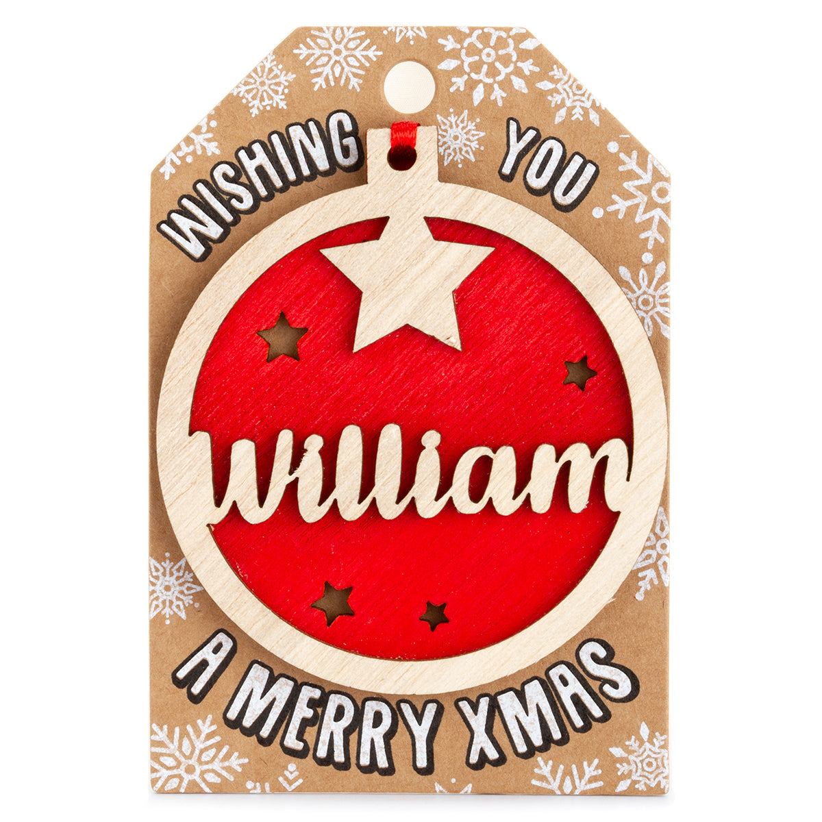 Personalised Wooden Tree Decoration-William