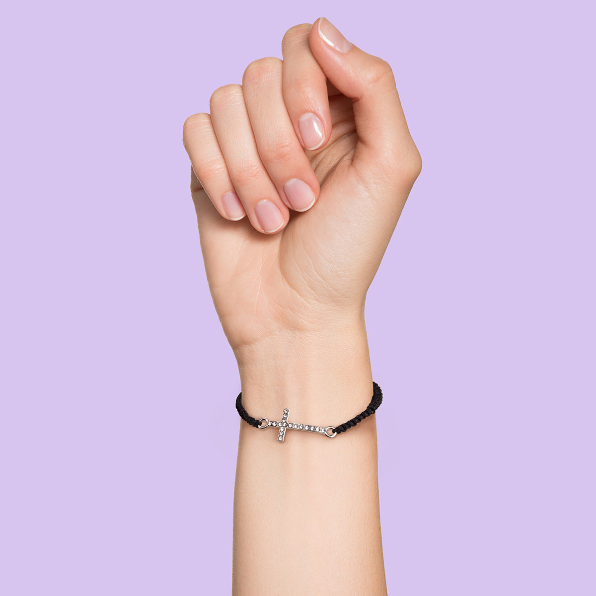 Whirlybird Black Lifestyle Bracelet With A Diamante Cross Charm