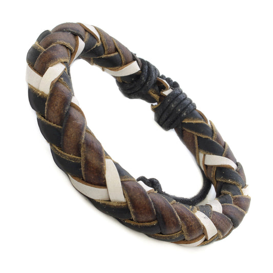 Whirlybird Brown And White Braided Cylinder Lifestyle Bracelet