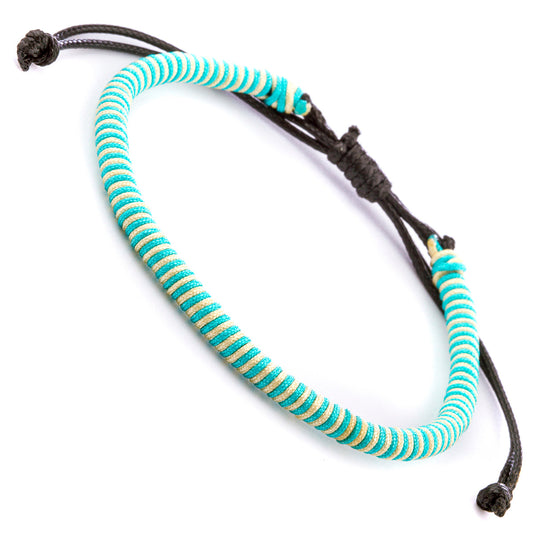 WBL16 - Whirlybird Blue And White Striped Cotton Lifestyle Bracelet