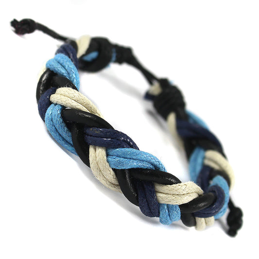 WBL22 - Whirlybird Black, Blue And Cream Chunky Braided Lifestyle Bracelet