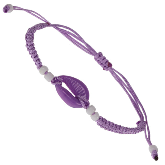 Whirlybird Purple Braided Lifestyle Bracelet With A Purple Shell Charm