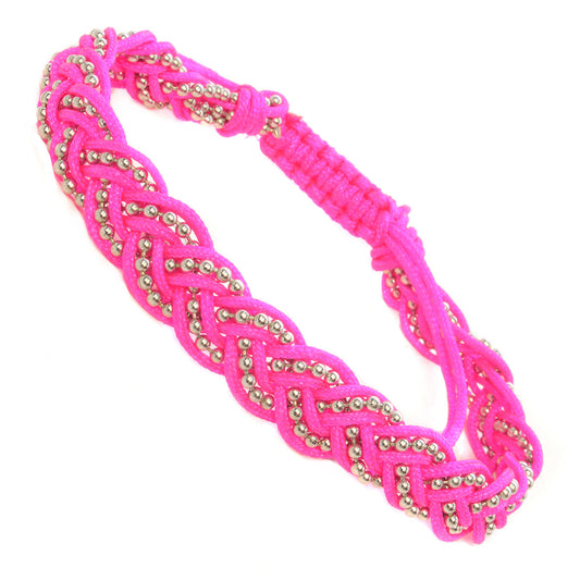Whirlybird Hot Pink And Silver Beaded Lifestyle Bracelet