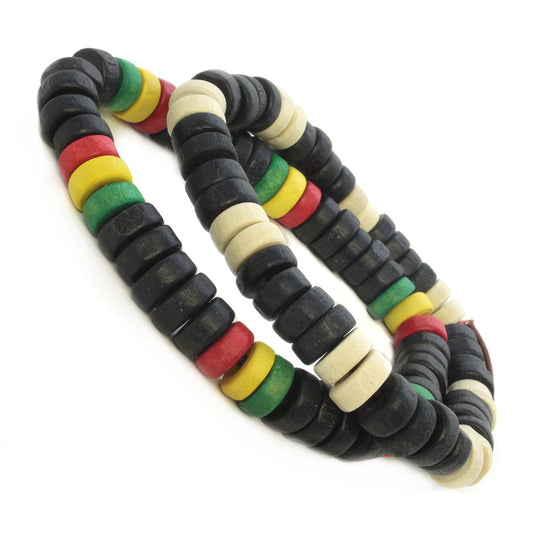WBL32 - Whirlybird Black And Multicoloured Wooden Beaded Lifestyle Bracelets