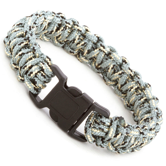 WBL36 - Whirlybird Chunky Teal, Black And Cream Braided Lifestyle Bracelet With A Black Release Buckle