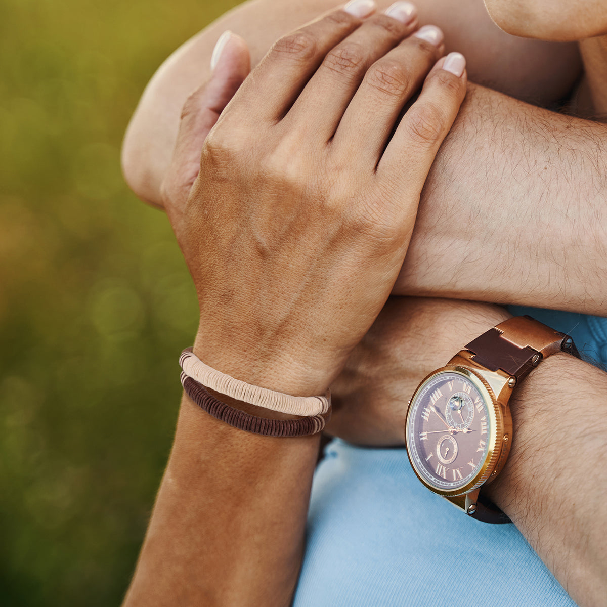 Whirlybird Brown And Cream Leather Bracelet