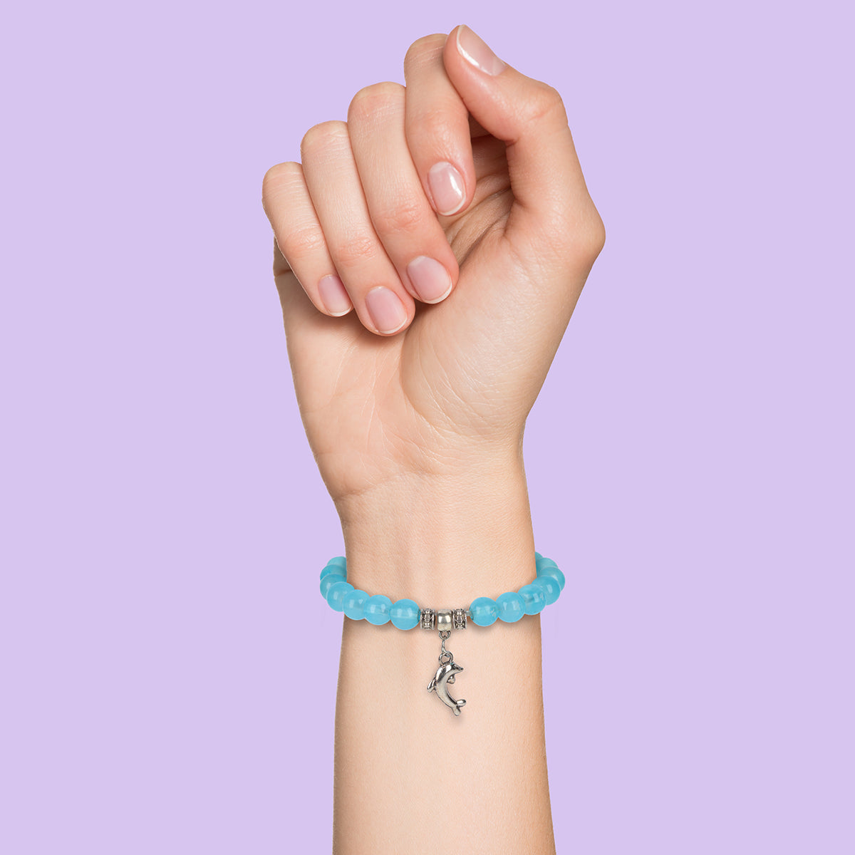 Whirlybird White Beaded Bracelet With A Butterfly Charm OR A Blue Beaded Bracelet With A Dolphin Charm